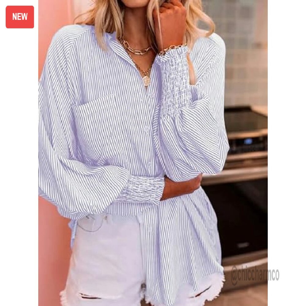 Wrinkle-Resistant Oversized Button-Down Shirt Wit… - image 4
